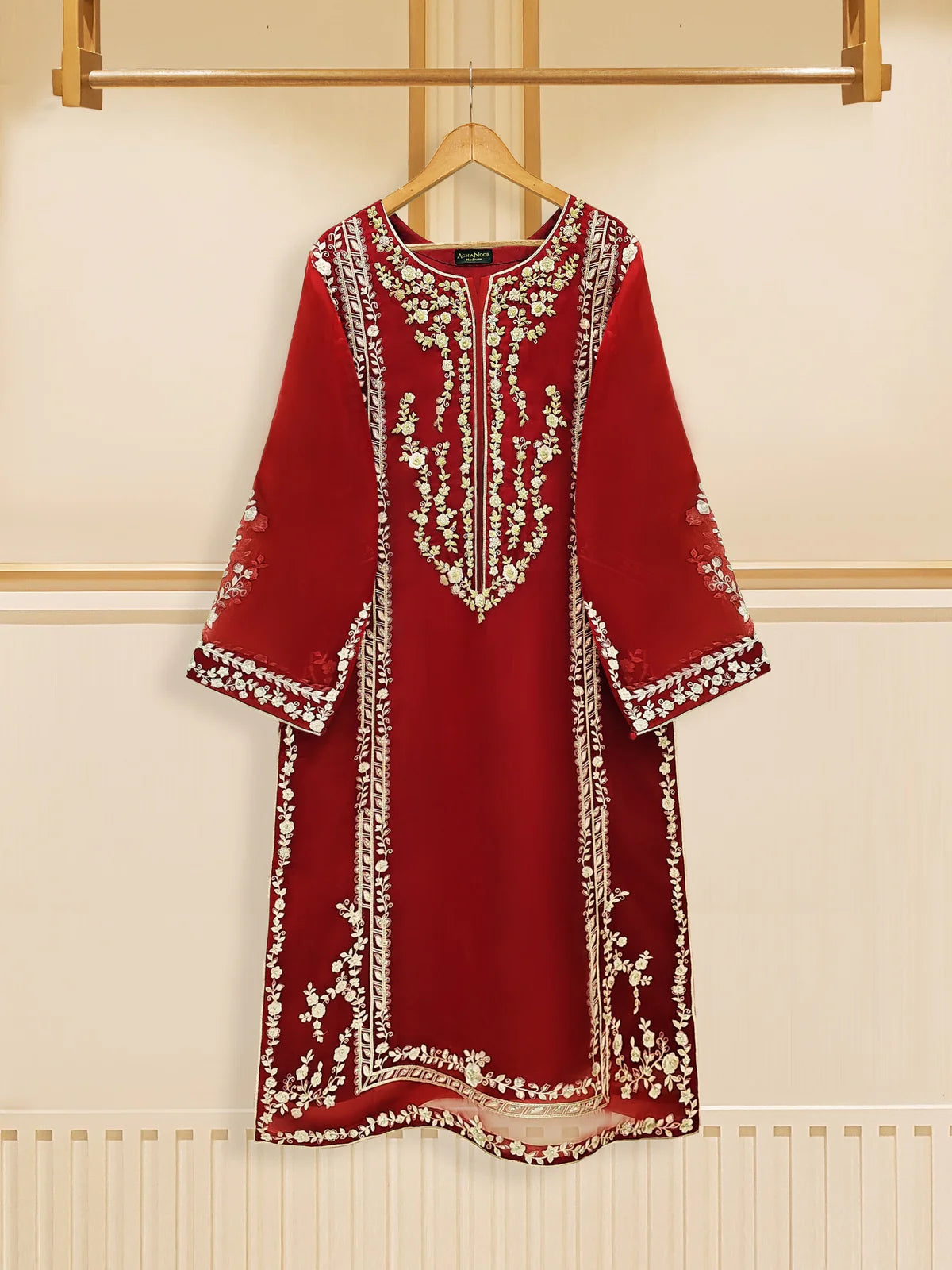 AGHANOOR 3 PIECE PURE ORGANZA EMBROIDERED SUIT