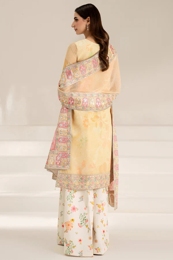 Farasha Embroidered & Digital Printed Chiffon 3 Piece-Floral Ray