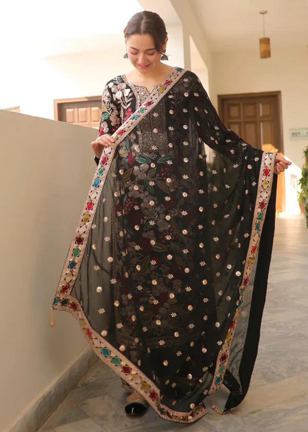 Haseens Mehnaaz Embroidered Chiffon 3 piece Suit