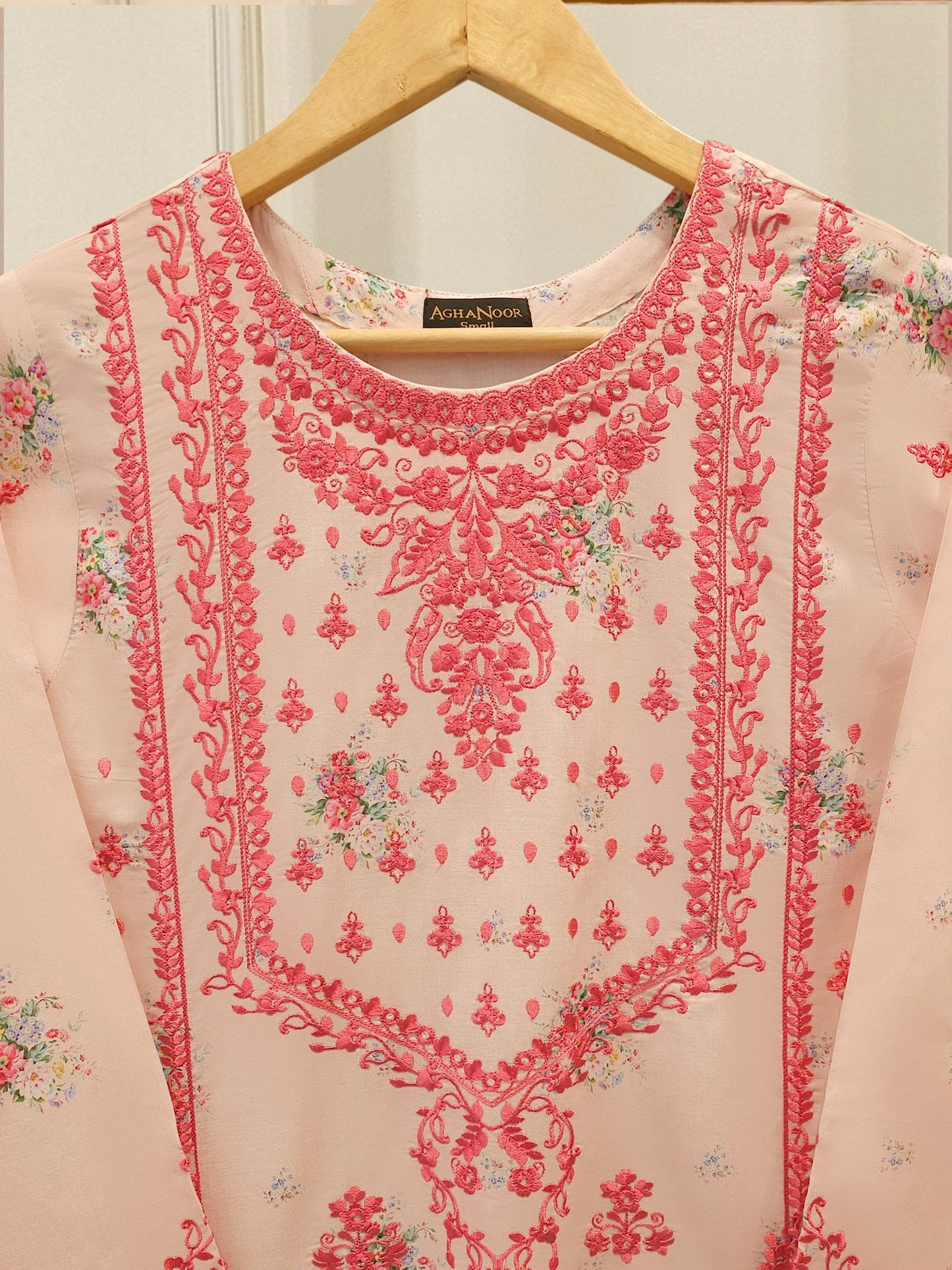 AGHANOOR EMBROIDERED CAMBRIC COTTON SHIRT WITH EMB PANTS