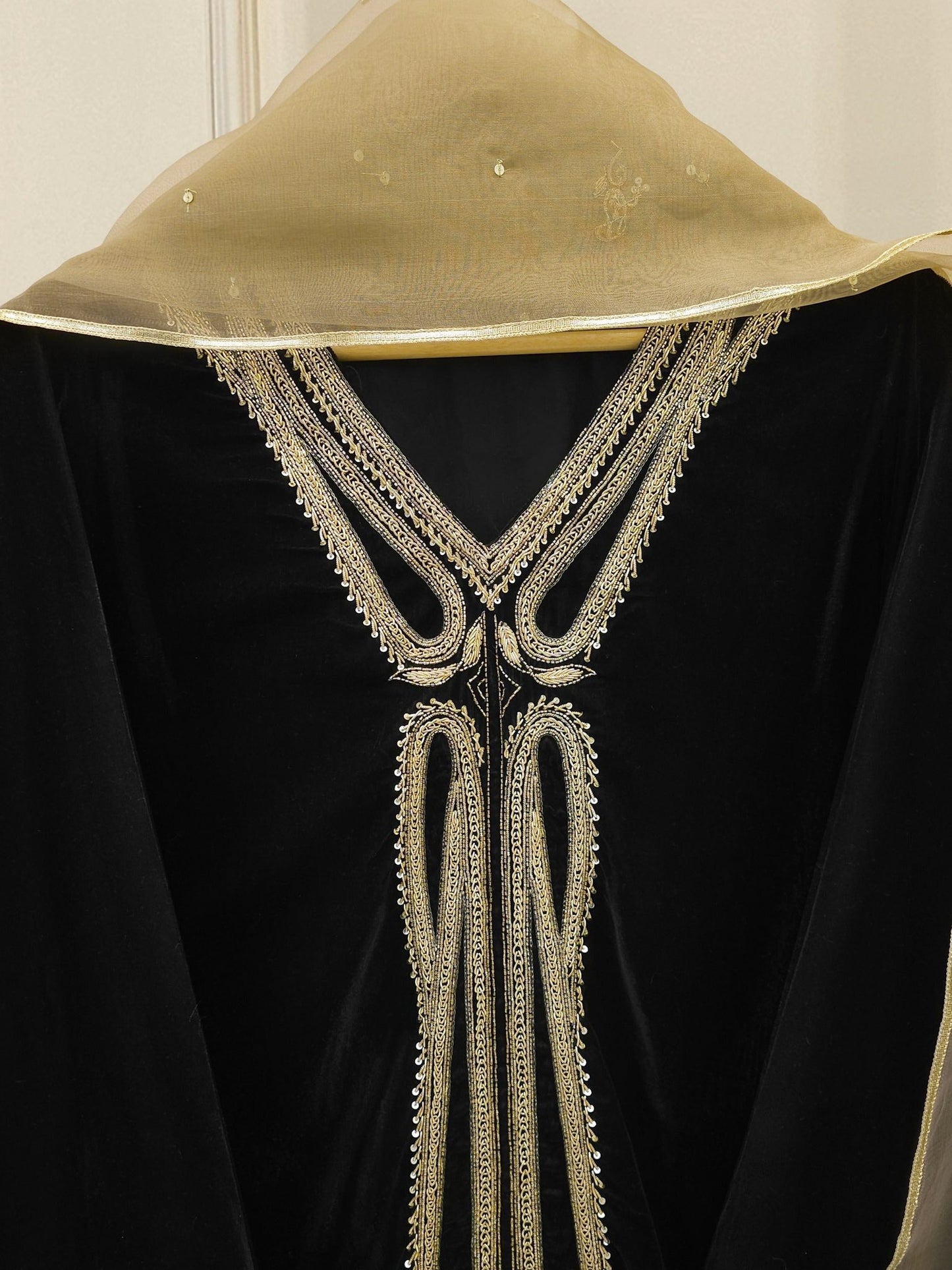 Aghanoor Embroidered Luxury Velvet 3 Piece-Black