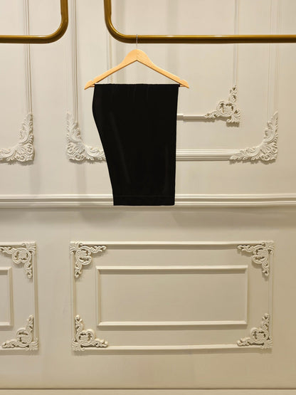 Aghanoor Embroidered Luxury Velvet 3 Piece-Black
