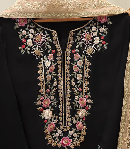 Aghanoor 100% Pure Seesha Silk Emb 3 Piece Suit