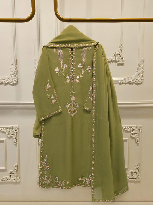 AGHANOOR COTTON NET EMBROIDERED 3 PIECE
