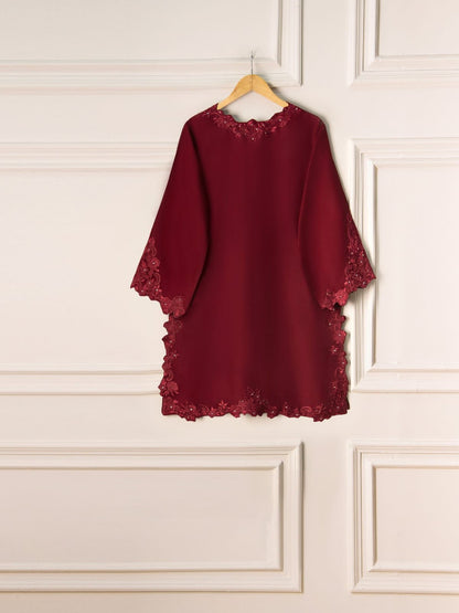 Aghanoor Embroidered Silk Co-ord Set (Shirt & Pants)