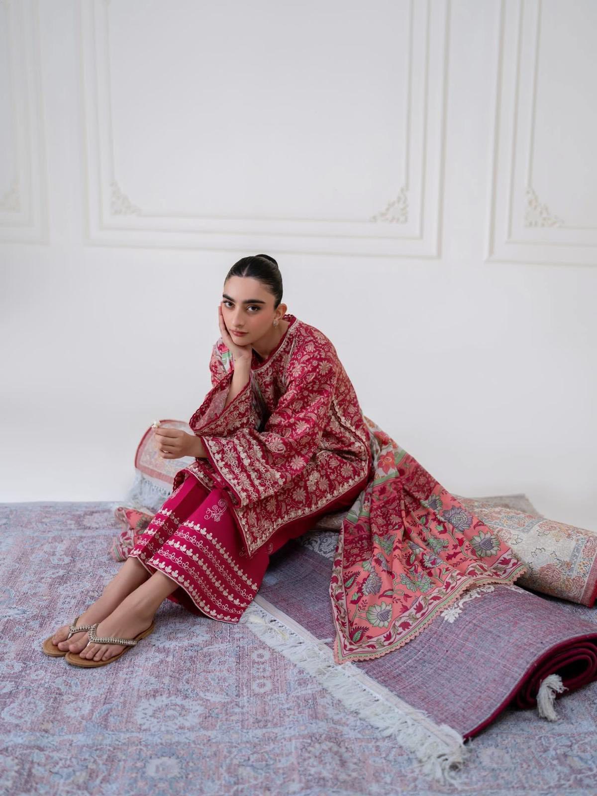 AGHANOOR PURE EMB LAWN SHIRT, PANT & LAWN DUPATTA