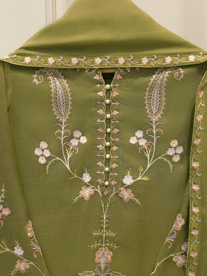 AGHANOOR COTTON NET EMBROIDERED 3 PIECE