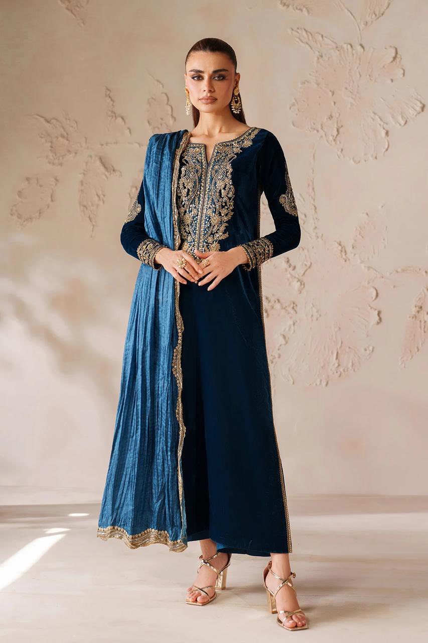 Baroque Embroidered Premium Velvet 3 Piece