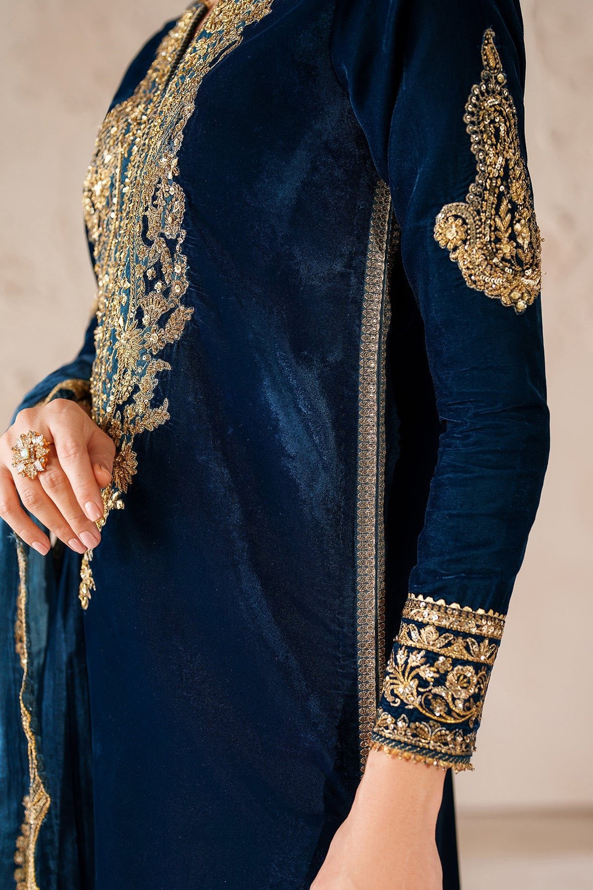 Baroque Embroidered Premium Velvet 3 Piece
