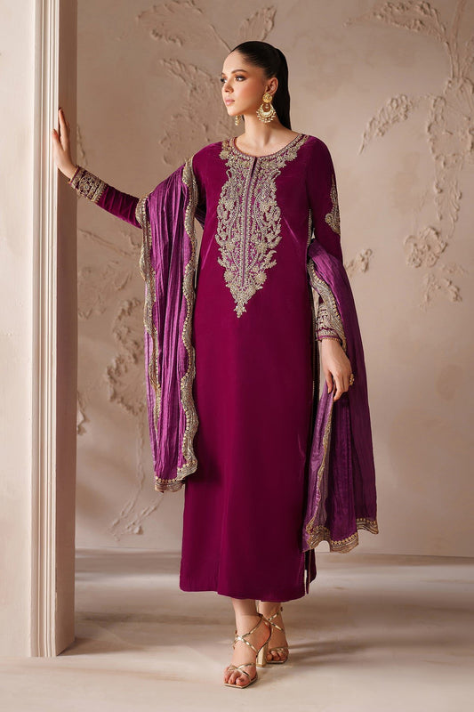 Baroque Embroidered Premium Velvet 3 Piece-PR-D1205
