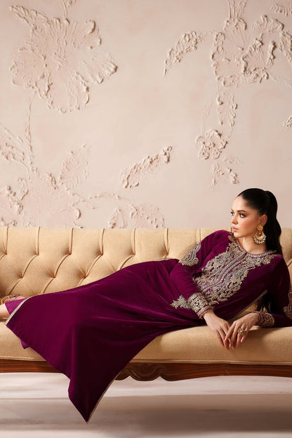 Baroque Embroidered Premium Velvet 3 Piece-PR-D1205