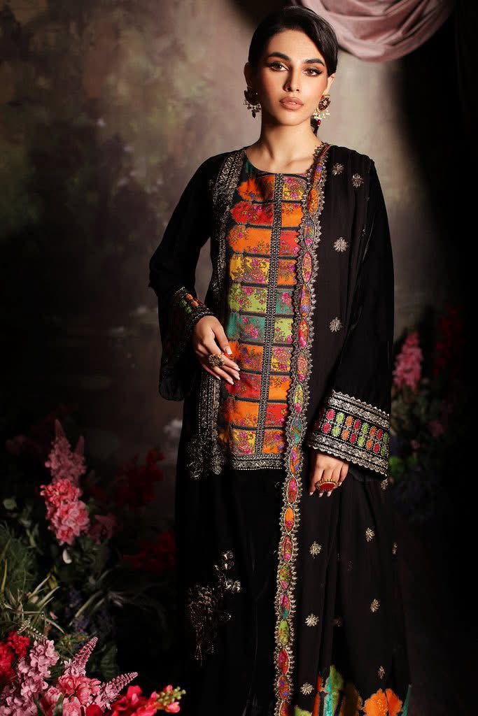 Charizma Embroidered Black Velvet 3 Piece