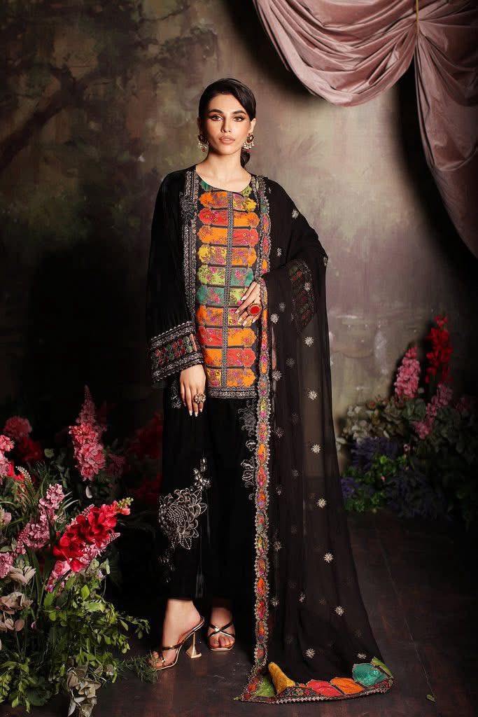 Charizma Embroidered Black Velvet 3 Piece
