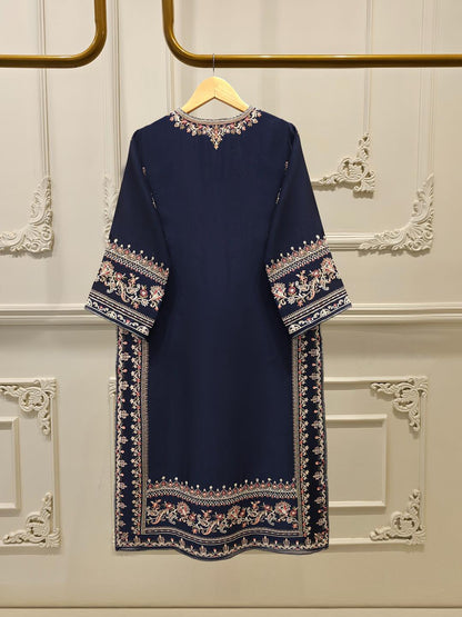 Aghanoor Embroidered Seesha Silk 3 Piece-Blue