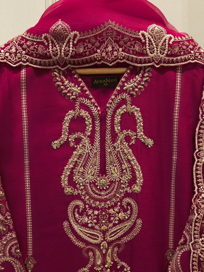 Aghanoor Embroidered Khaadi Silk 3 Piece