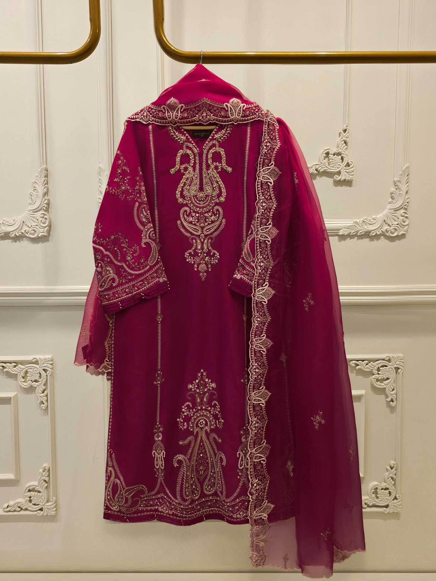 Aghanoor Embroidered Khaadi Silk 3 Piece