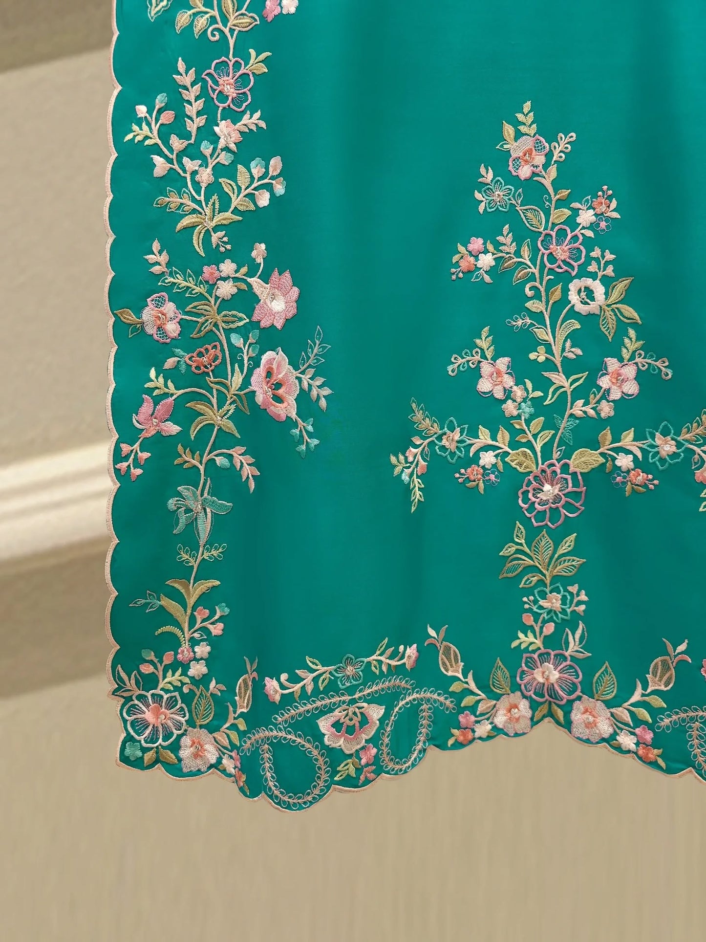Aghanoor 100% Pure Seesha Silk Blue Emb 2 Piece Suit