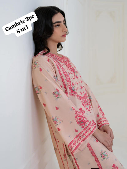 AGHANOOR EMBROIDERED CAMBRIC COTTON SHIRT WITH EMB PANTS