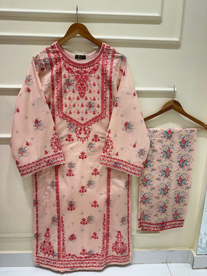 AGHANOOR EMBROIDERED CAMBRIC COTTON SHIRT WITH EMB PANTS
