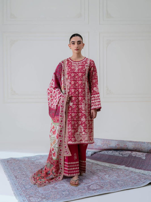 AGHANOOR PURE EMB LAWN SHIRT, PANT & LAWN DUPATTA