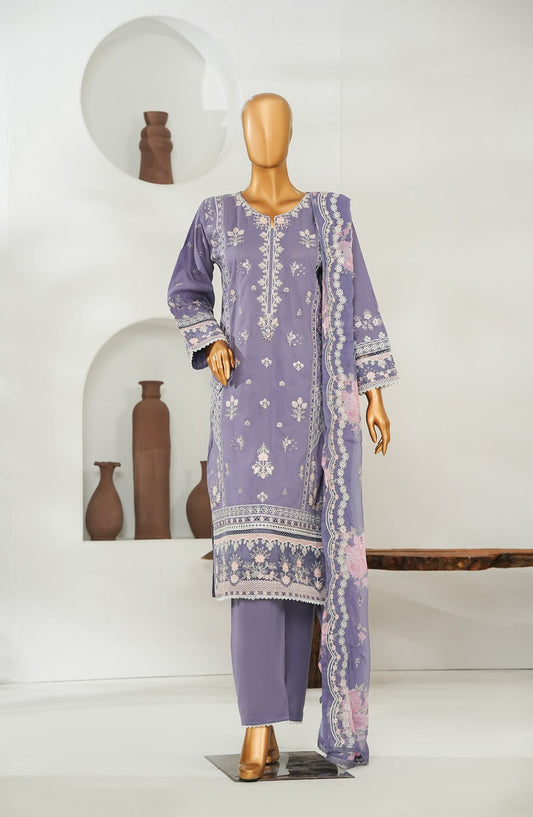 Amna Khadija Embroidered Lawn 3 Piece Suit- Lilac