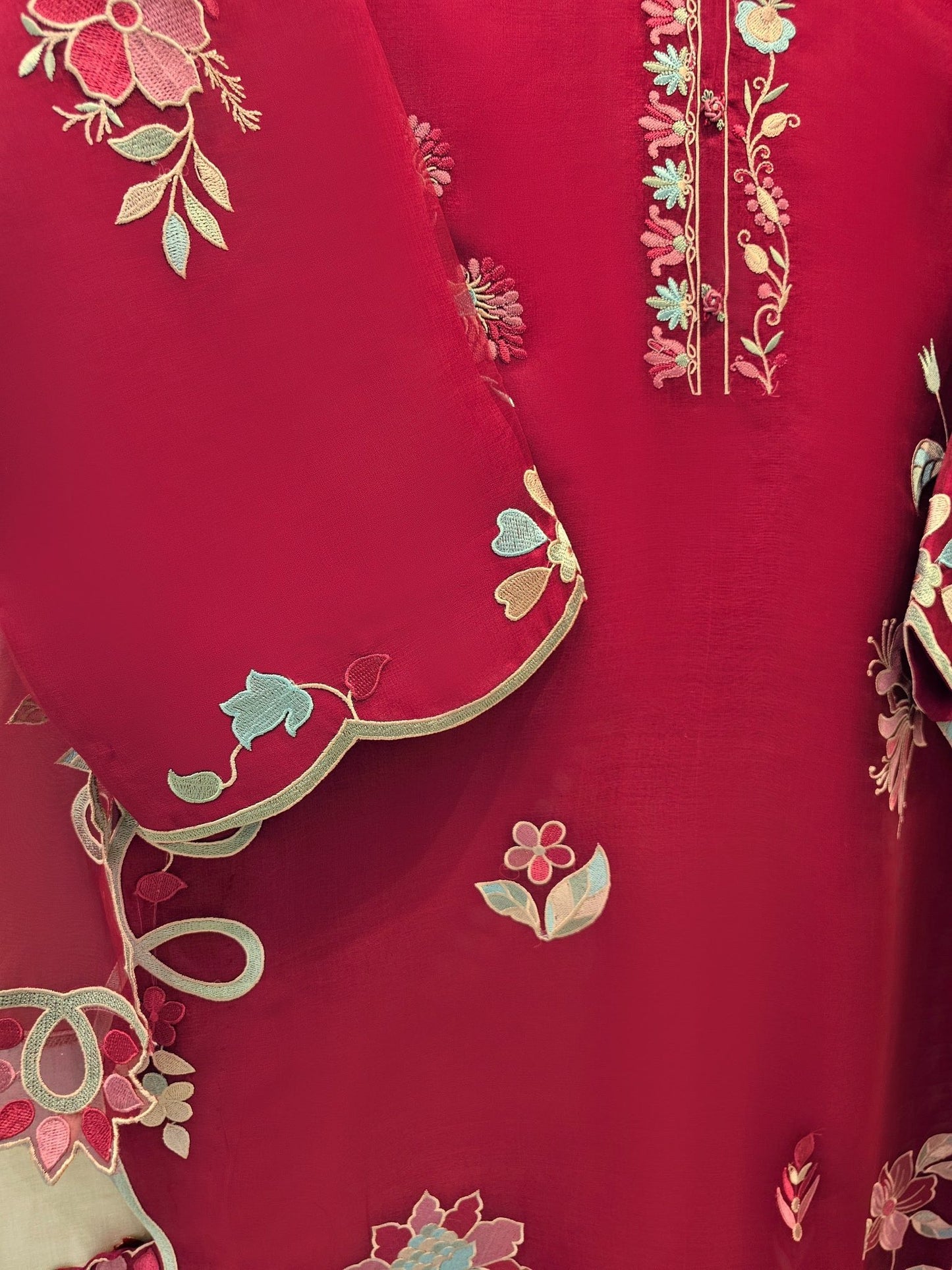 Aghanoor Heavily Embroidered Organza 3 Piece Suit