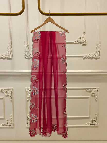 Aghanoor Heavily Embroidered Organza 3 Piece Suit