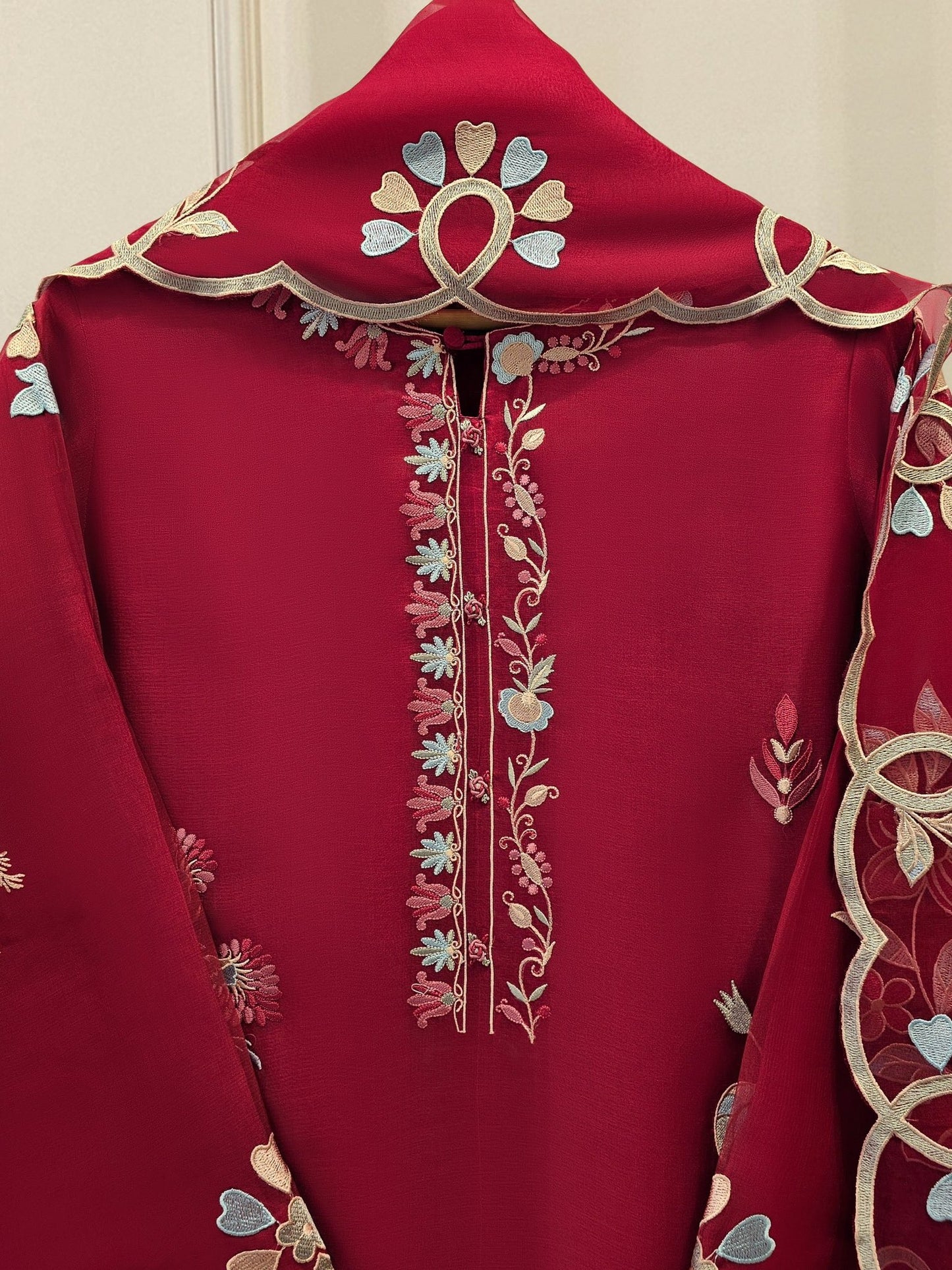 Aghanoor Heavily Embroidered Organza 3 Piece Suit