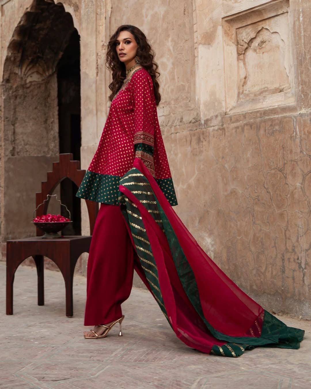 Charizma Embroidered Silk Pret 3 Piece with Farshi Shalwar-Magenta