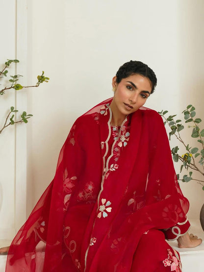 Aghanoor Heavily Embroidered Organza 3 Piece Suit