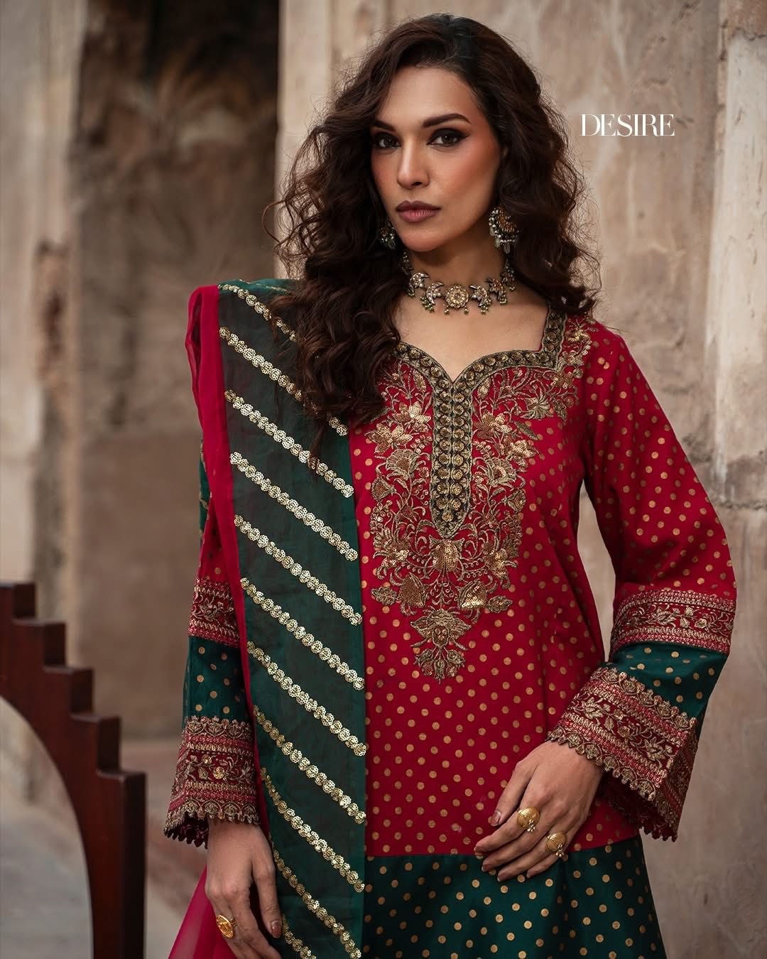 Charizma Embroidered Silk Pret 3 Piece with Farshi Shalwar-Magenta