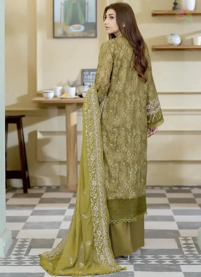 Johra Luxury Emb Lawn 3 Piece Suit- Dhaani Green