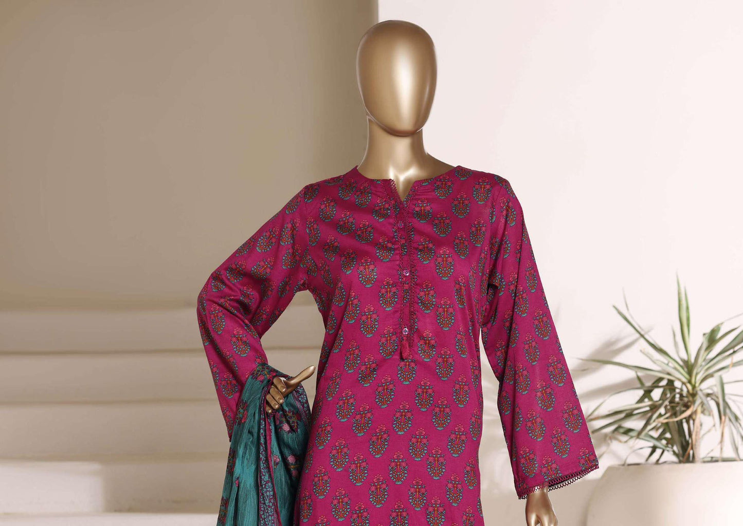 SADABAHAR Luxury Printed Lawn Suit-Purple-Magenta
