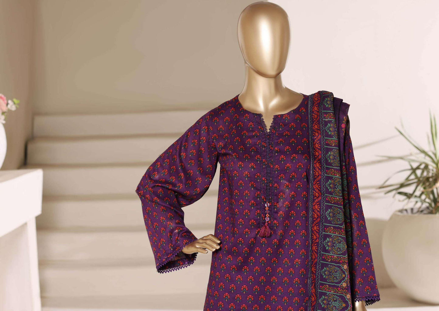 SADABAHAR Luxury Printed Lawn Suit-Purple