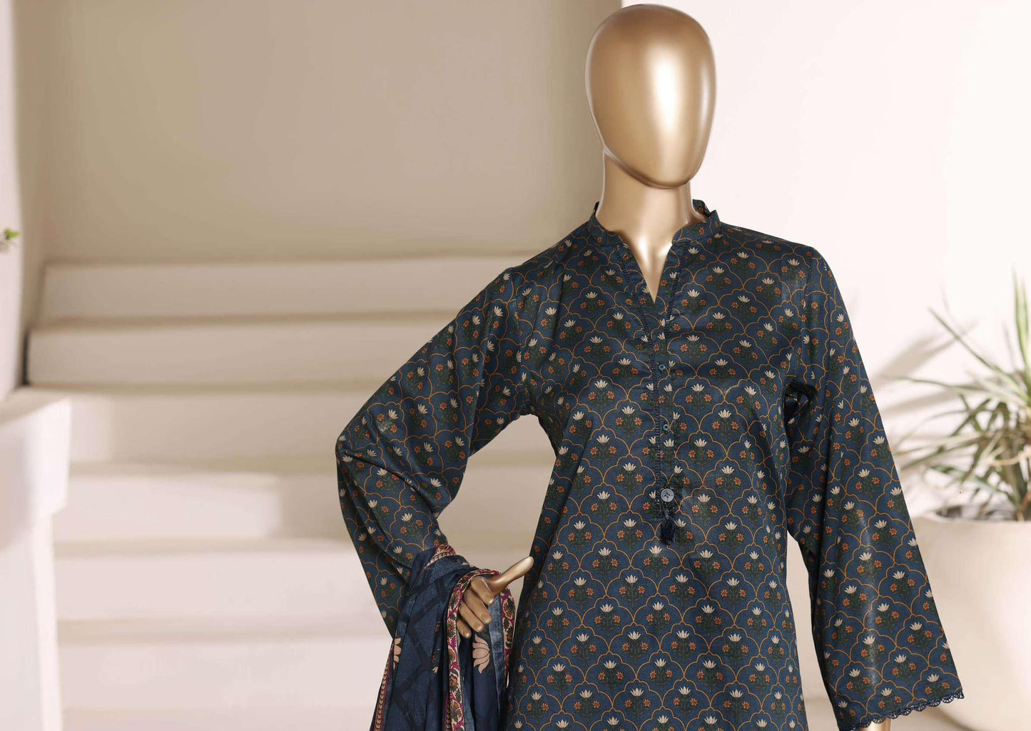 SADABAHAR Luxury Printed Lawn Suit-Midnight Blue
