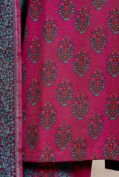 SADABAHAR Luxury Printed Lawn Suit-Purple-Magenta