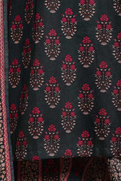 SADABAHAR Luxury Printed Lawn Suit-Bottle Green