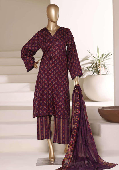 SADABAHAR Luxury Printed Lawn Suit-Deep Magenta
