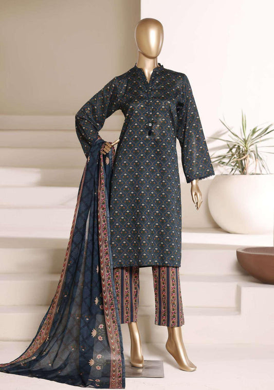 SADABAHAR Luxury Printed Lawn Suit-Midnight Blue