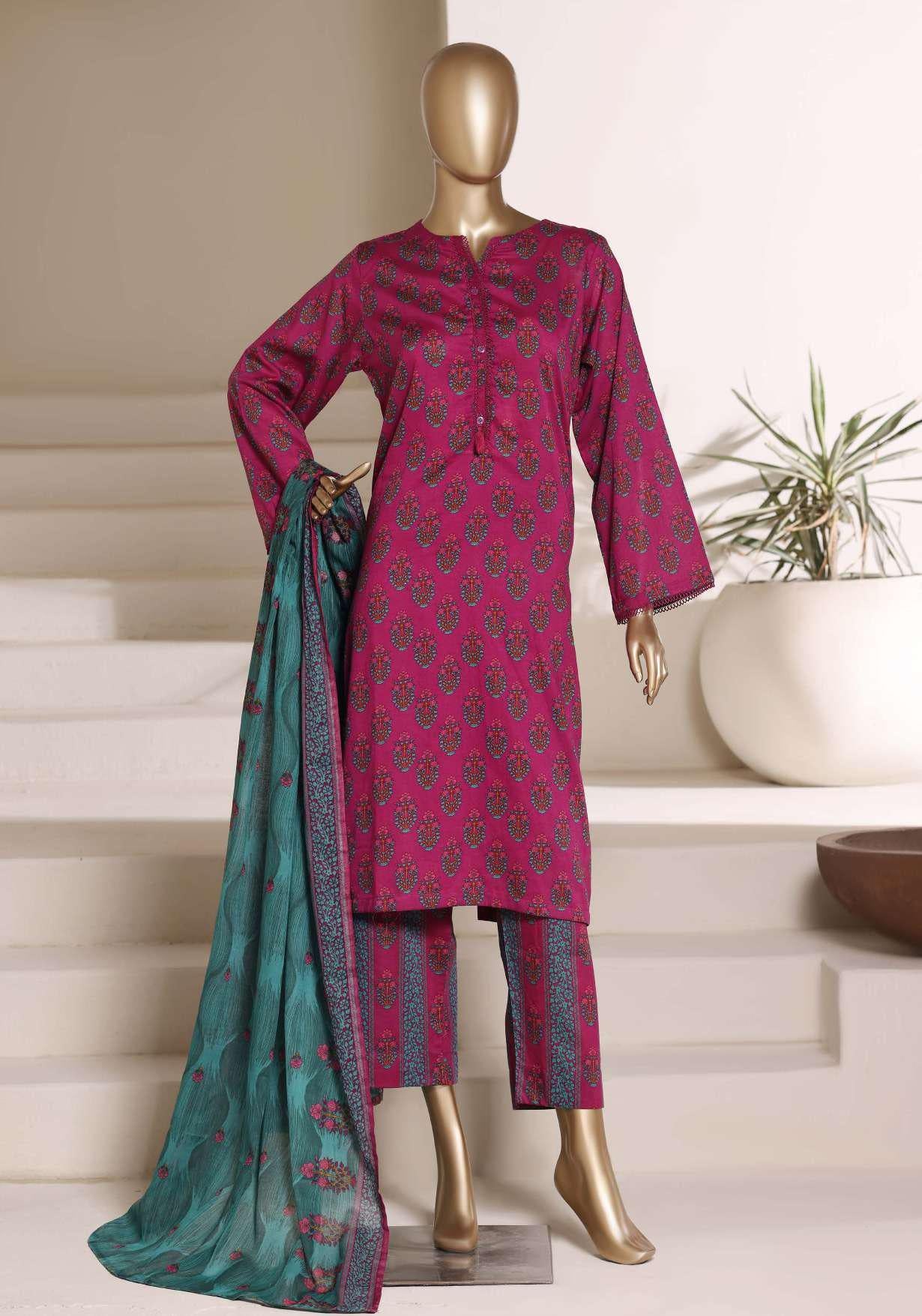 SADABAHAR Luxury Printed Lawn Suit-Purple-Magenta