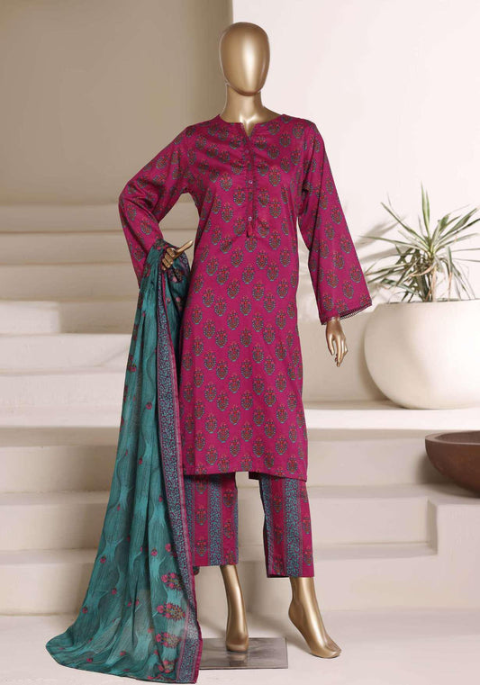 SADABAHAR Luxury Printed Lawn Suit-Purple-Magenta