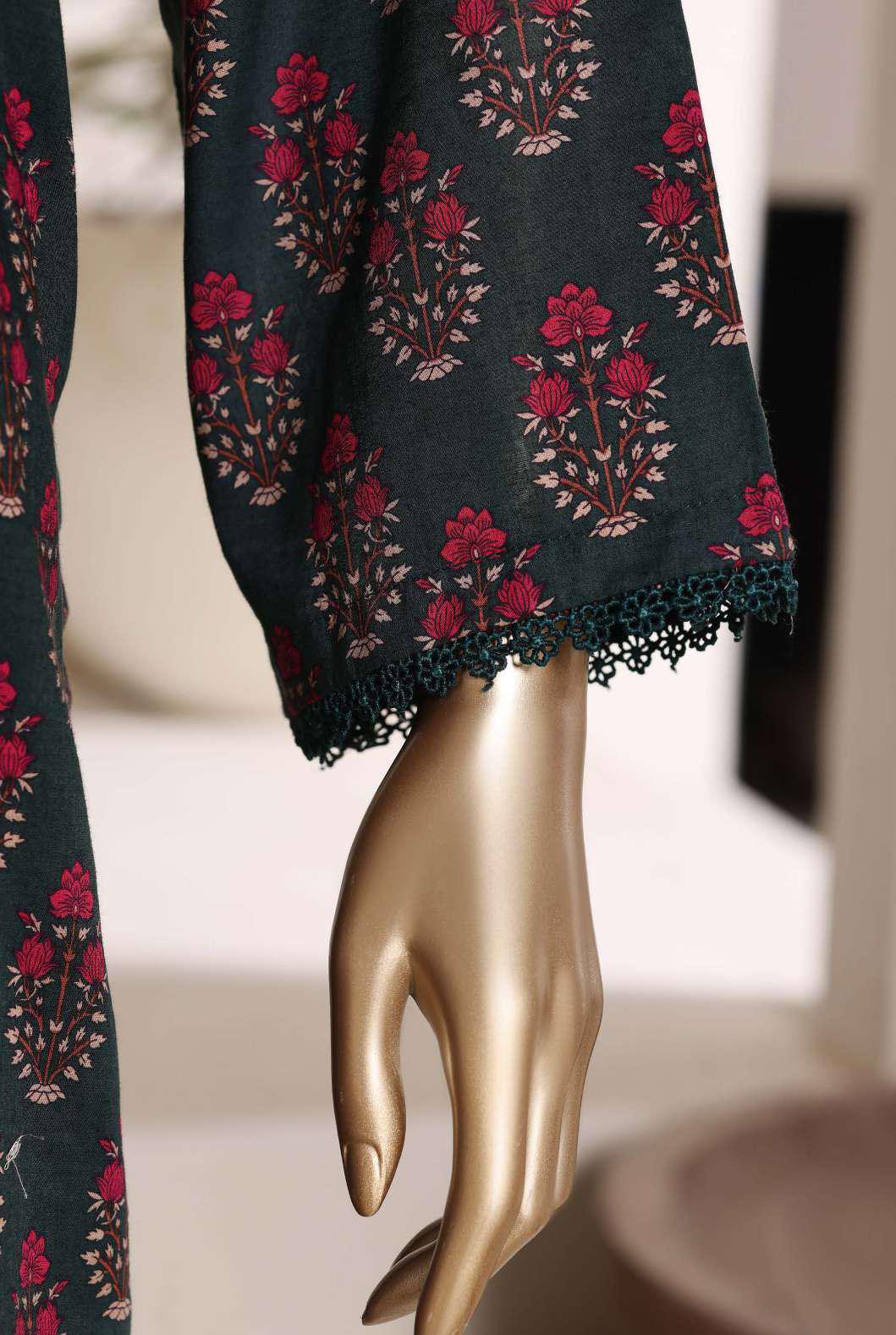SADABAHAR Luxury Printed Lawn Suit-Bottle Green