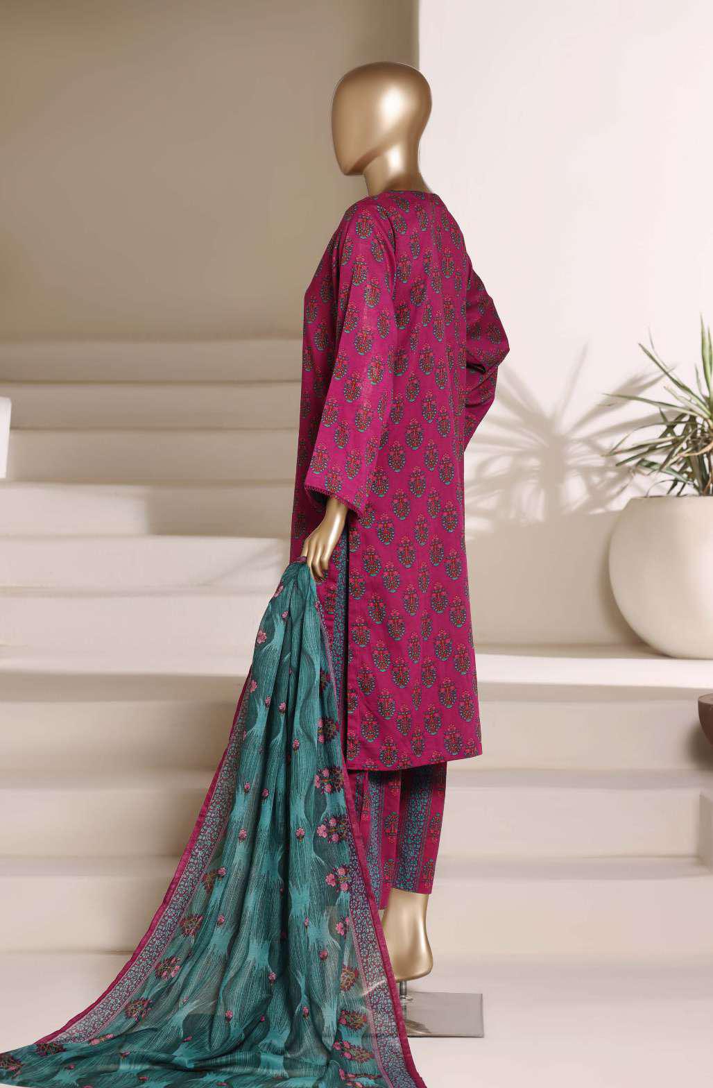 SADABAHAR Luxury Printed Lawn Suit-Purple-Magenta
