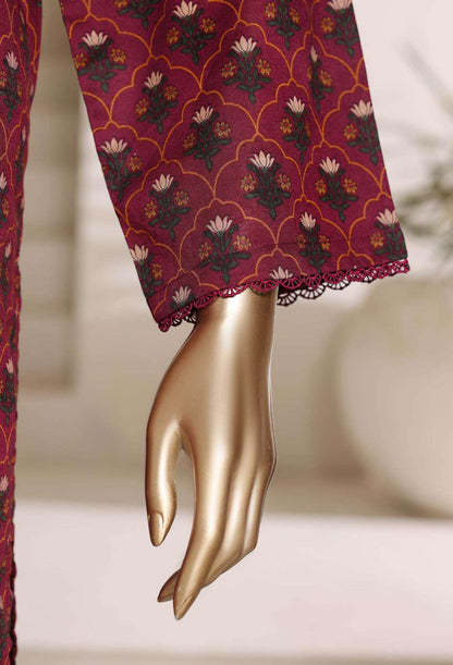 SADABAHAR Luxury Printed Lawn Suit-Burgundy
