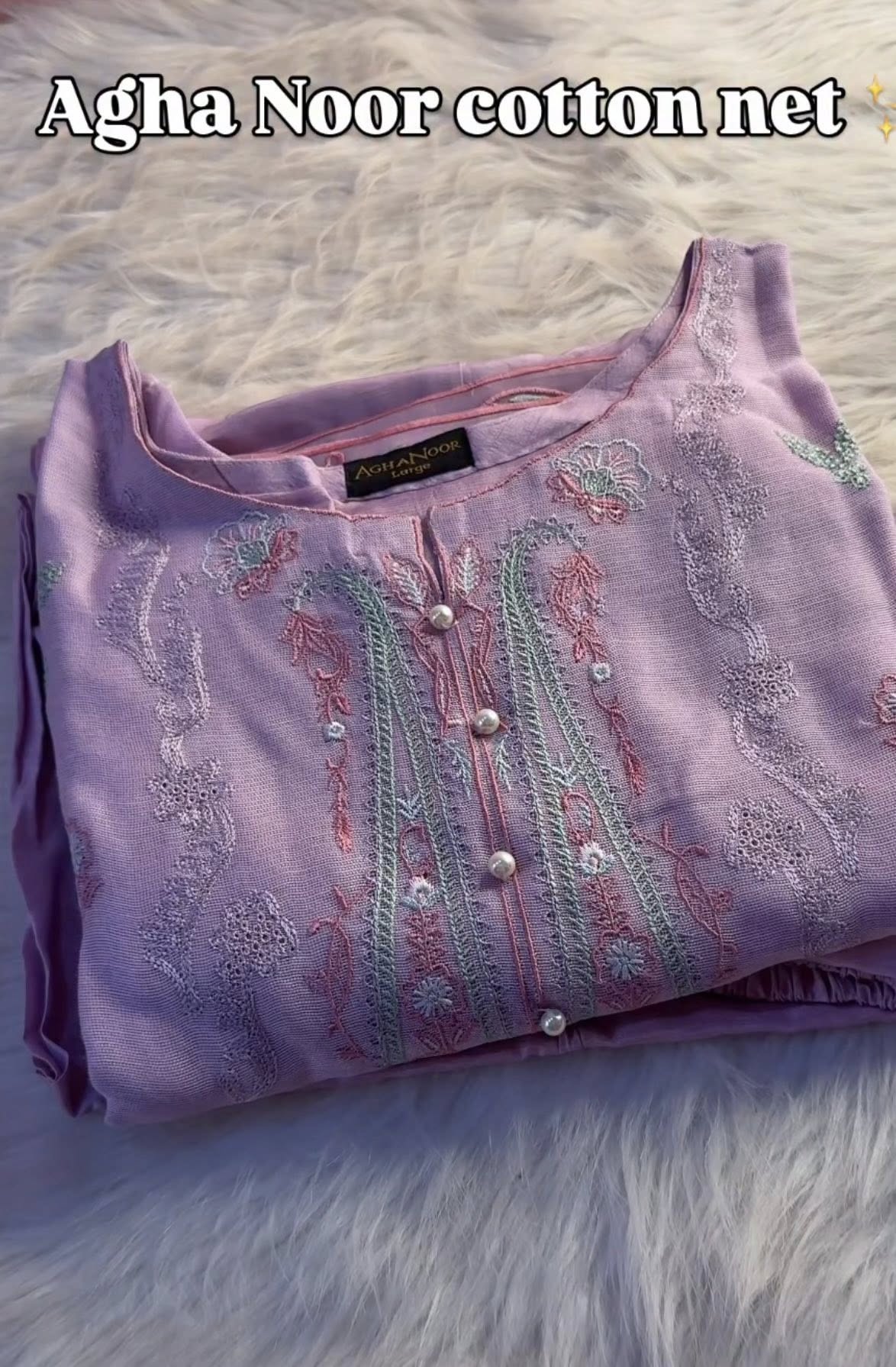 AGHANOOR COTTON NET EMB SHIRT & SILK PANTS
