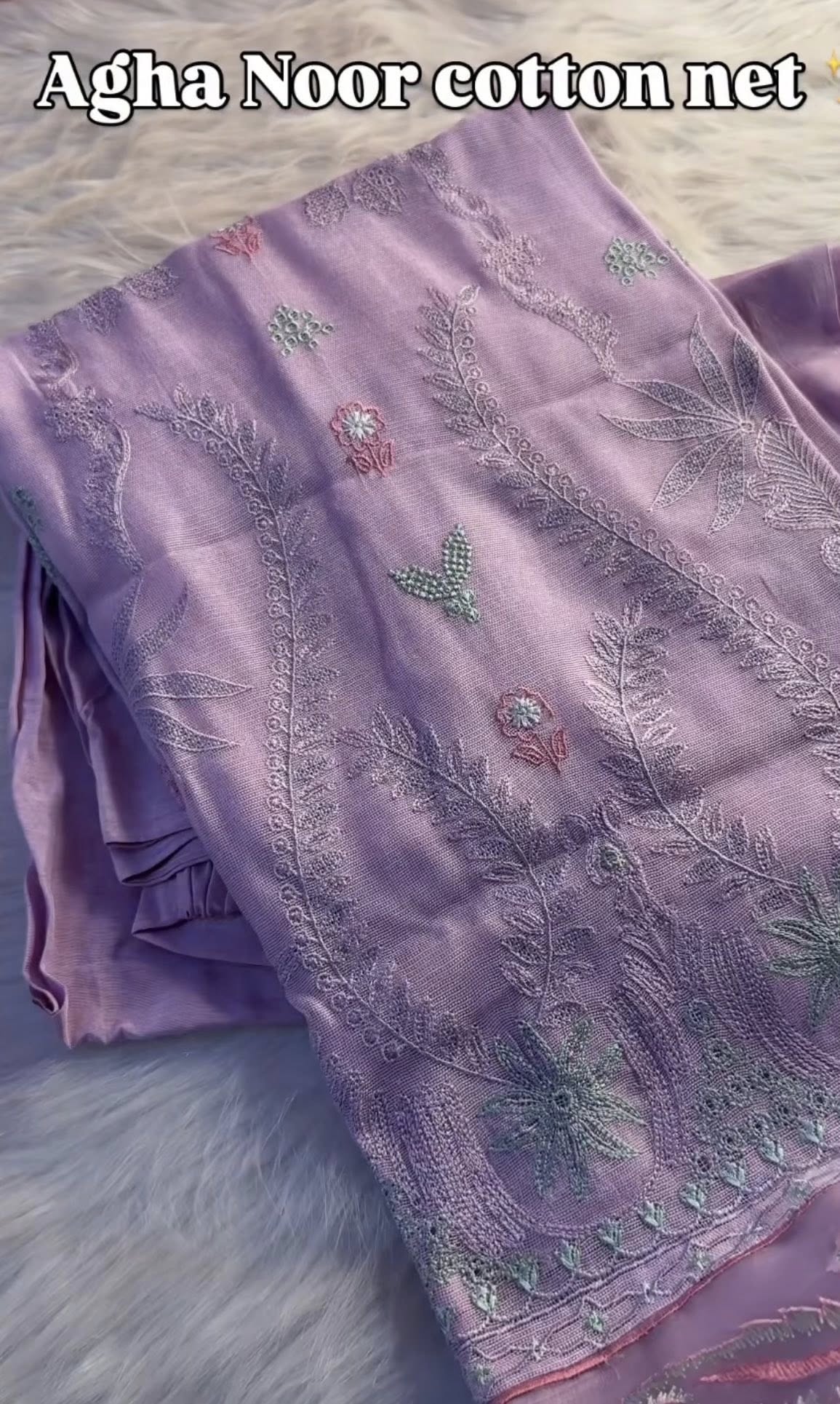 AGHANOOR COTTON NET EMB SHIRT & SILK PANTS