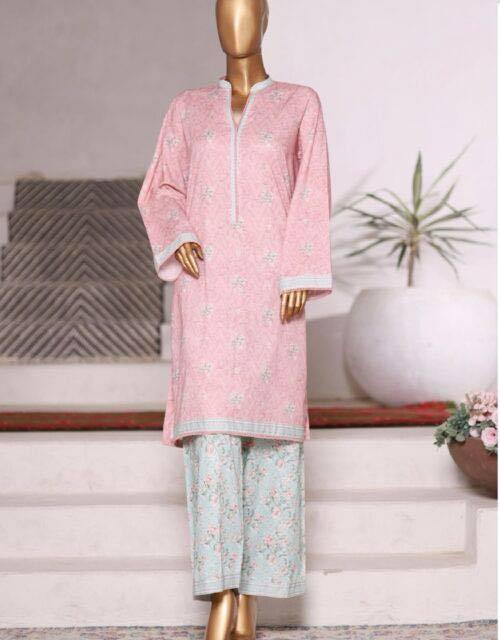 Binsaeed Printed Shirt & Pants(Co-ords)- Pink