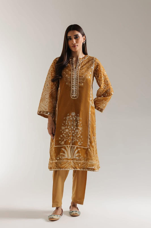 ETHNC EMBROIDERED KOTA NET SHIRT WITH TROUSERS