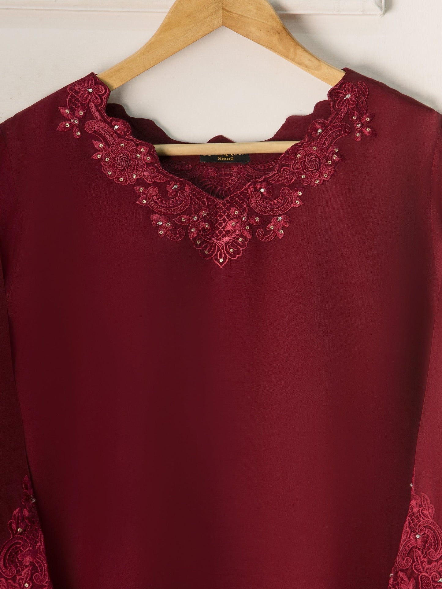 Aghanoor Embroidered Silk Co-ord Set (Shirt & Pants)