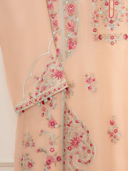 Aghanoor Heavily Embroidered Organza 3 Piece Suit